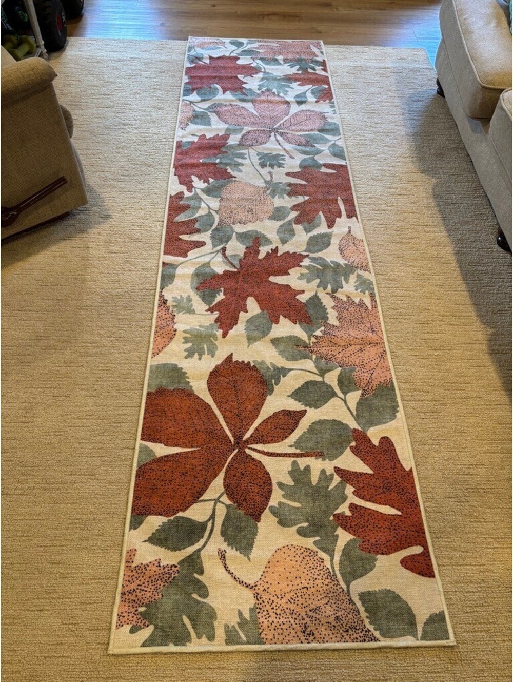 Ruggable 2.5x10 Runner Rug Cover Fall Autumn Leaves Botanical Washable